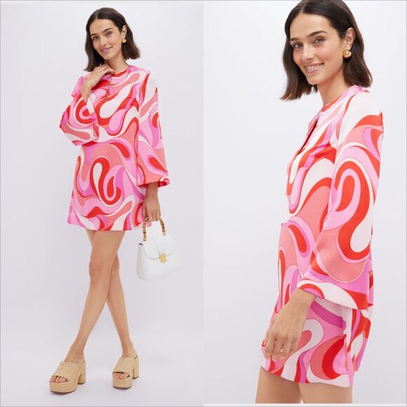 Hyacinth House Dresses & Skirts - Vibrant Pink and Red Swirl Mini Dress